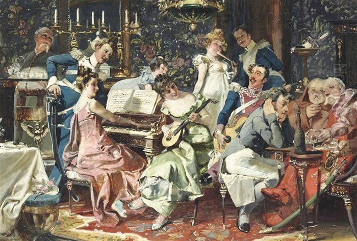 Biesiada Oil Painting by Jan Czeslaw Moniuszko