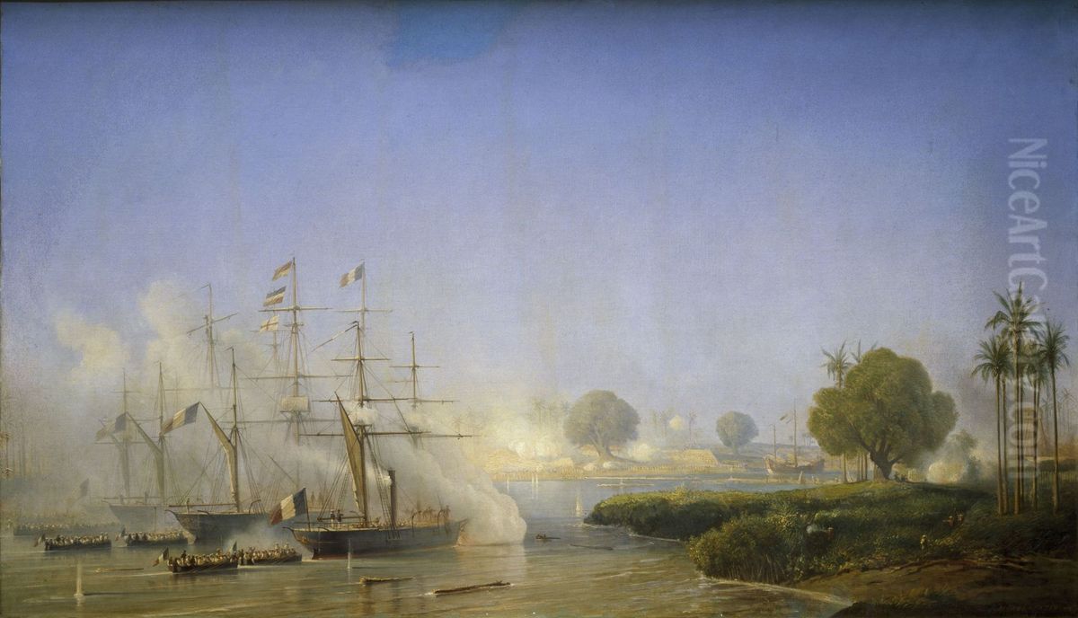 Prise de Saigon, 1859 Oil Painting by Antoine Leon Morel-Fatio