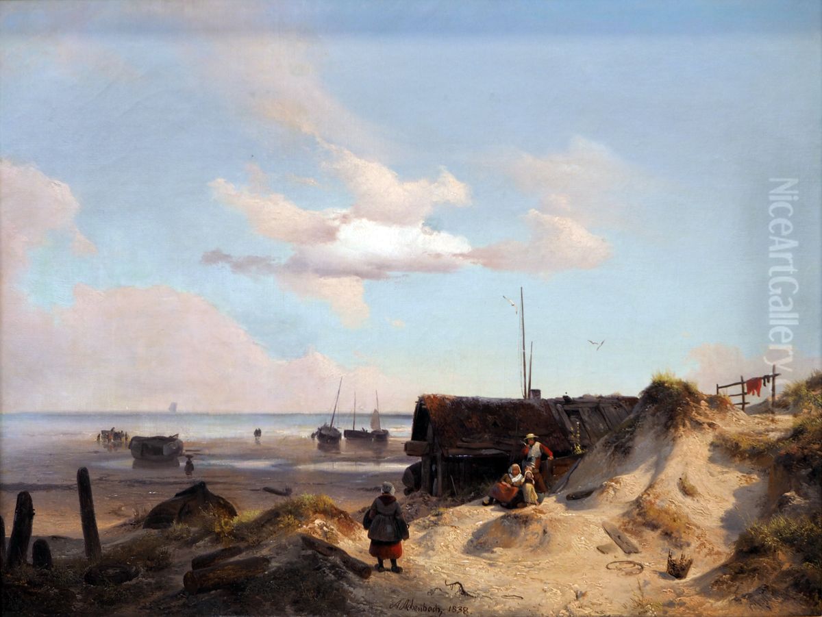 Fisherman's hut in the Dunes Oil Painting by Andreas Achenbach
