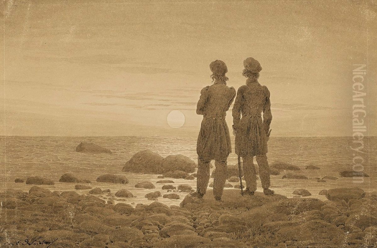 Two men by the sea Oil Painting by Caspar David Friedrich
