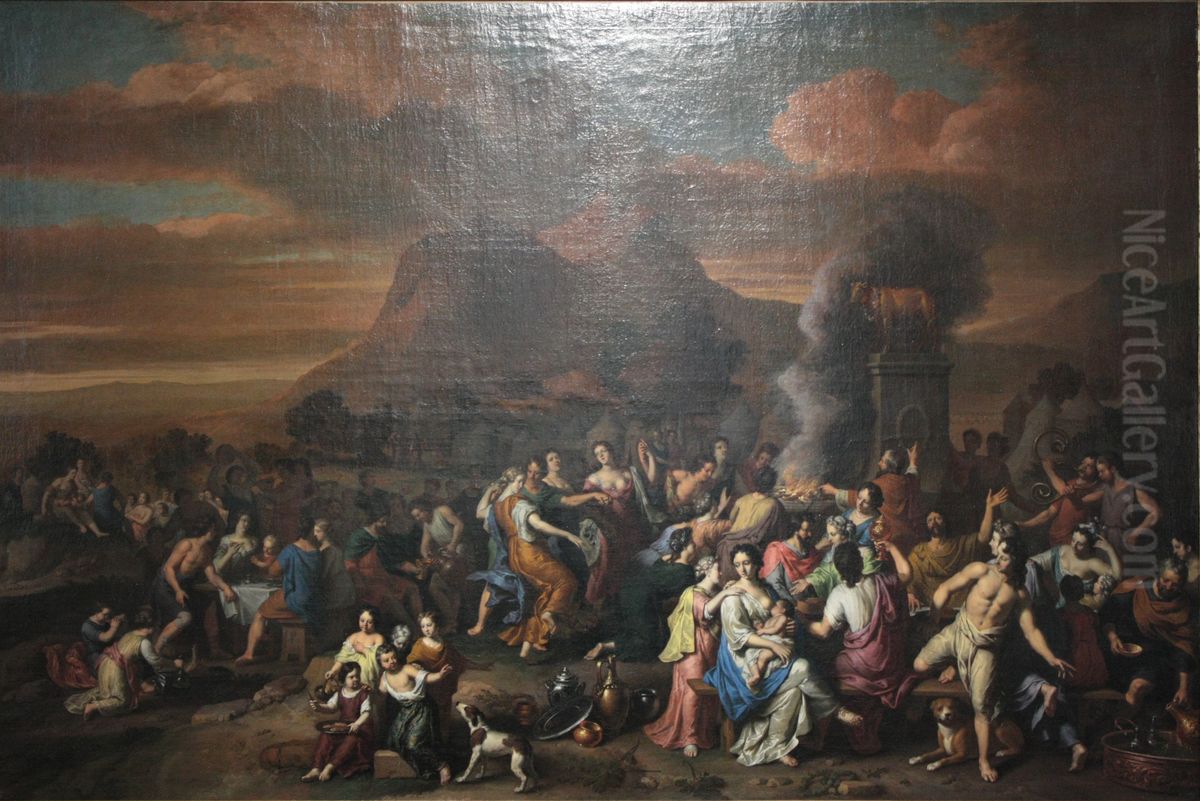 L'Adoration du veau d'or Oil Painting by Gerard Hoet