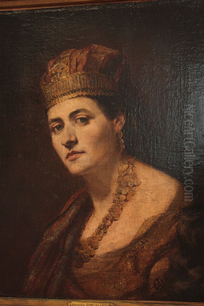 Portrait de femme en costume oriental Oil Painting by Regnault Henri