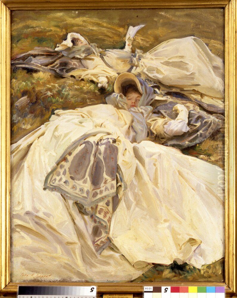 Tva flickor i vita klanningar Oil Painting by John Singer Sargent
