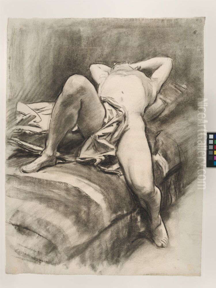 Reclining Male Nude, Draped Oil Painting by John Singer Sargent