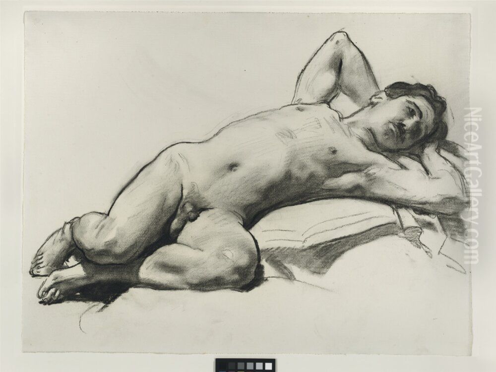 Reclining Male Nude (Nicola D'Inverno) Oil Painting by John Singer Sargent