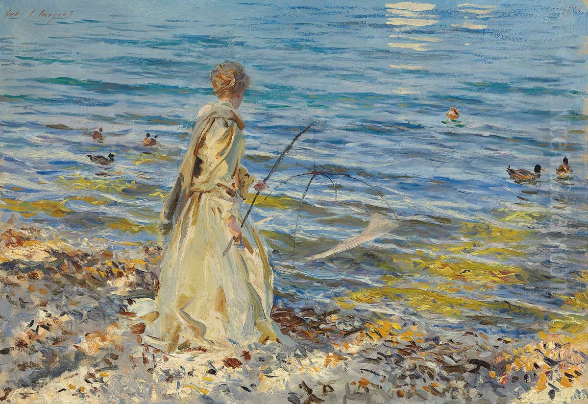 Flicka som fiskar Oil Painting by John Singer Sargent