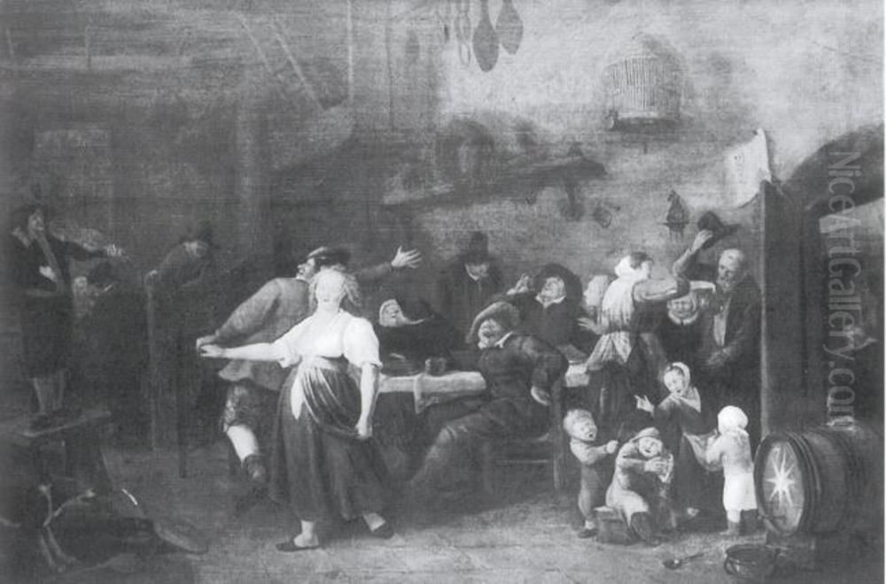 Interior with a Merry Company Oil Painting by Jan Steen