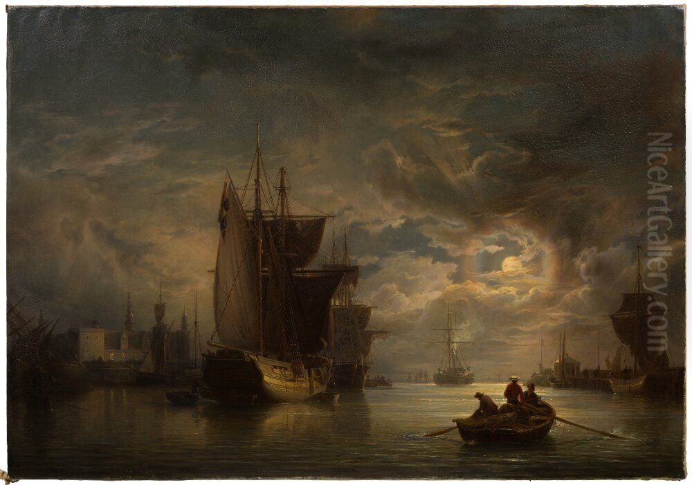 Kronborgs slott i mansken Oil Painting by Johan Kristian Berger