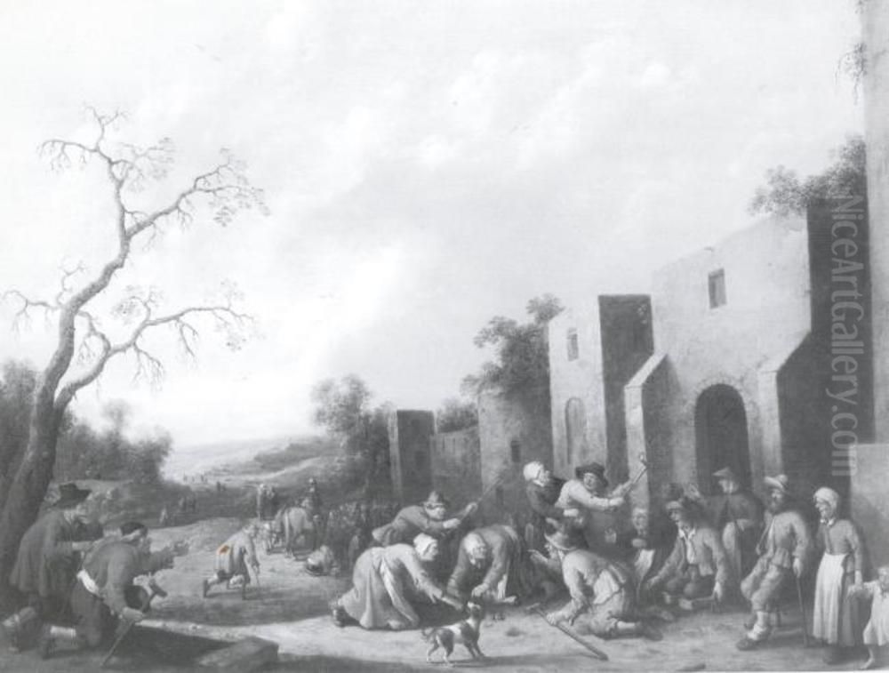 Cripples Receiving Alms Oil Painting by Joost Cornelisz Droochsloot