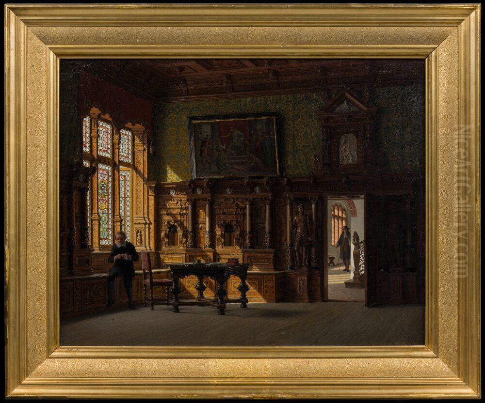The City Hall in Lubeck. Interior Oil Painting by Heinrich Hansen