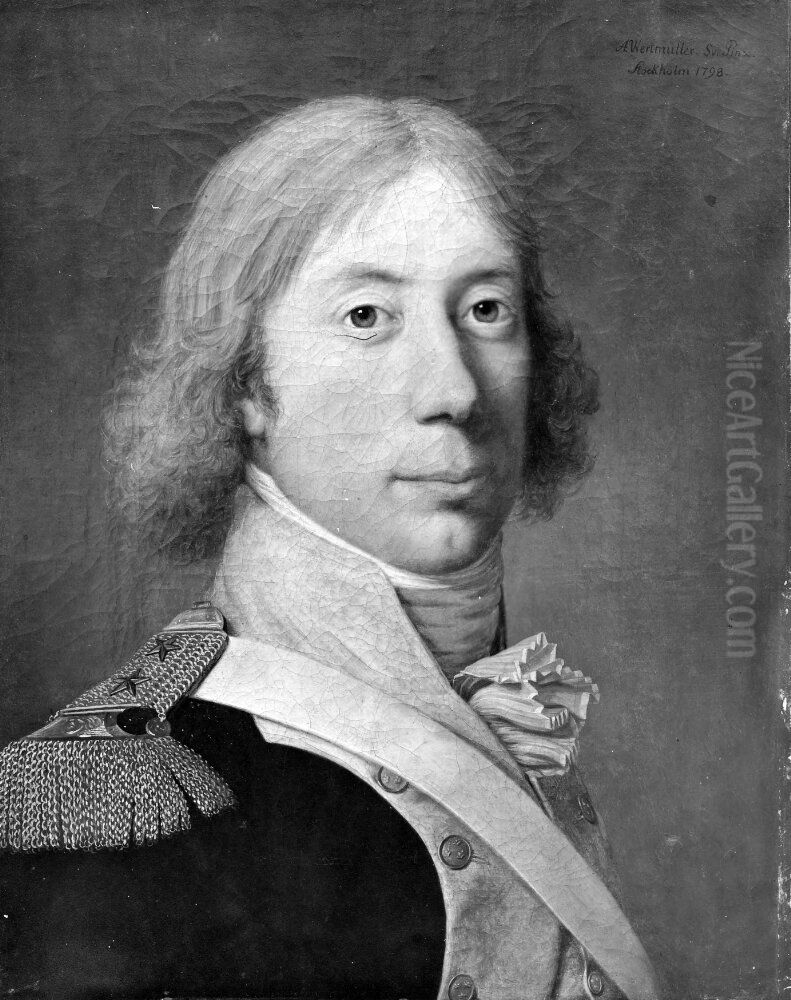 Adolph Konig, kapten vid livgardet Oil Painting by Adolf Ulrik Wertmuller