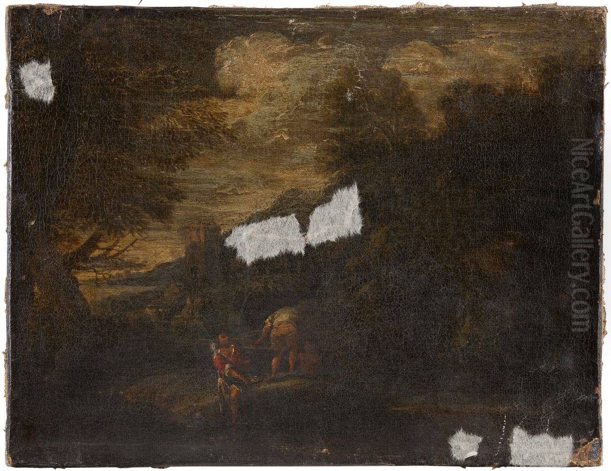 Landscape with a Ruin Oil Painting by Salvator Rosa