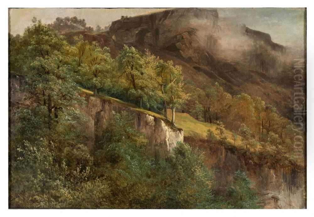 Mountaneous Landscape in Valais Oil Painting by Alexandre Calame