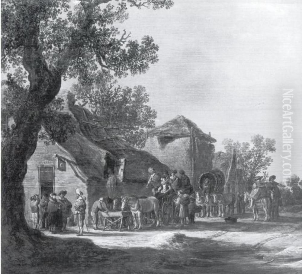 Rast vid ett vardshus Oil Painting by Jan van Goyen