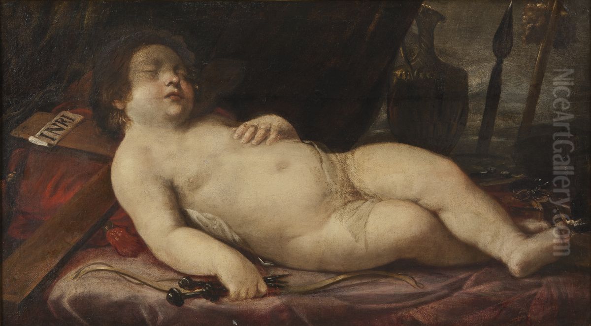 Kristusbarnet sovande pa korset Oil Painting by Guido Reni