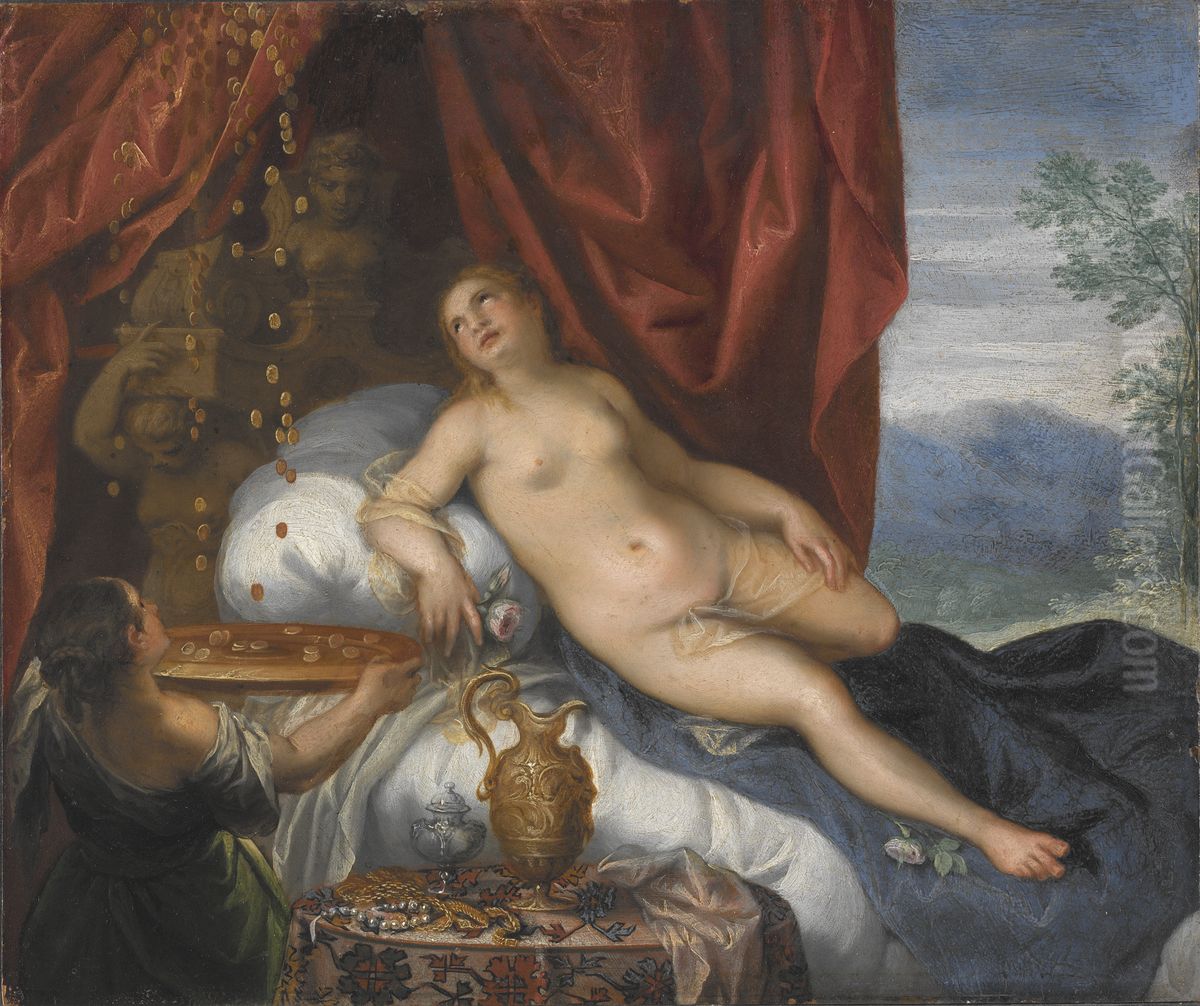 Danae and the Shower of Gold Oil Painting by Hans Rottenhammer
