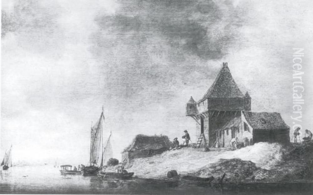 Flodlandskap Oil Painting by Jan van Goyen