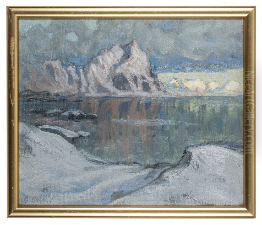 Batar mellan fjall. Studie fran Lofoten Oil Painting by Anna Katarina Boberg