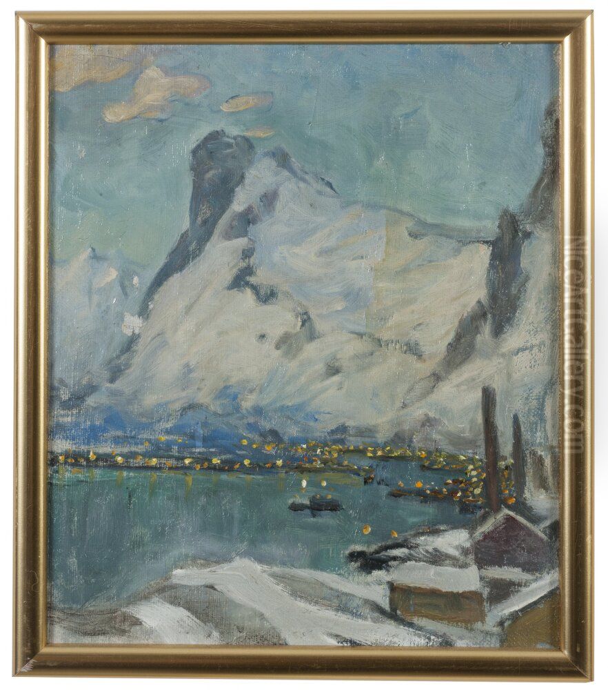 Lofoten in the Evening Light. Study Oil Painting by Anna Katarina Boberg