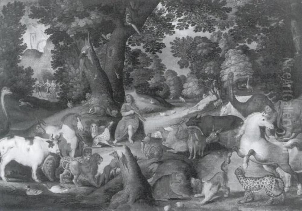 Orfeus tjusar djuren Oil Painting by Roelant Savery