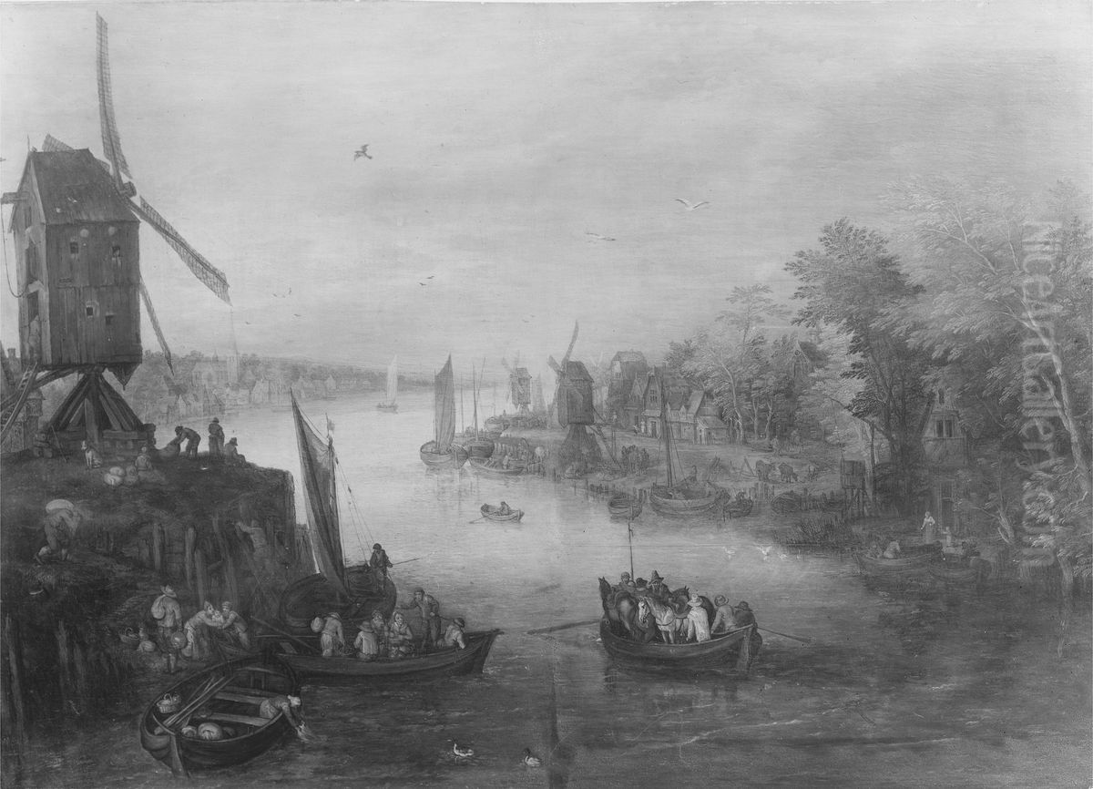 River Landscape Oil Painting by Jan Brughel