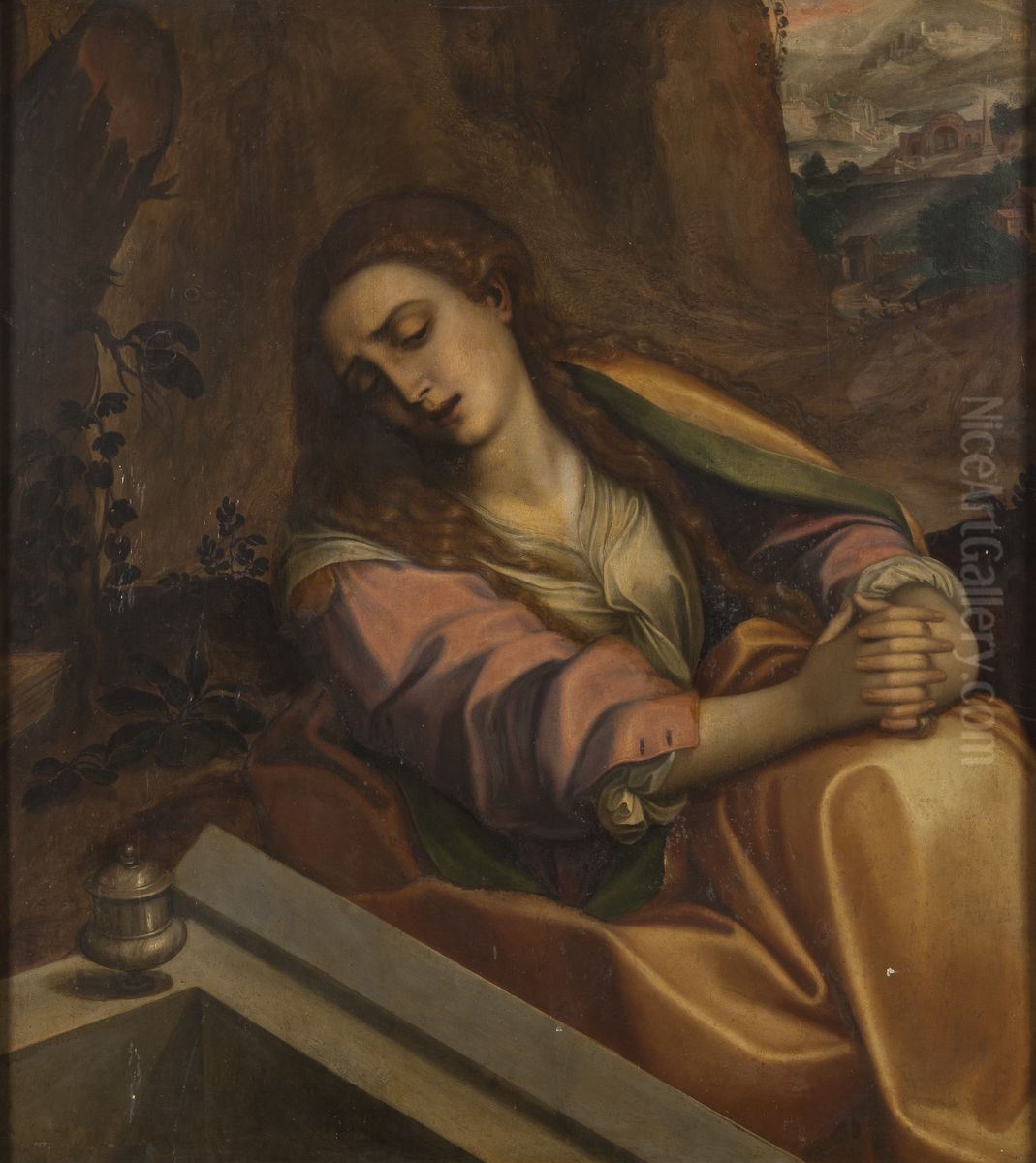 The Magdalen at the Tomb of Christ Oil Painting by Antonio da Correggio