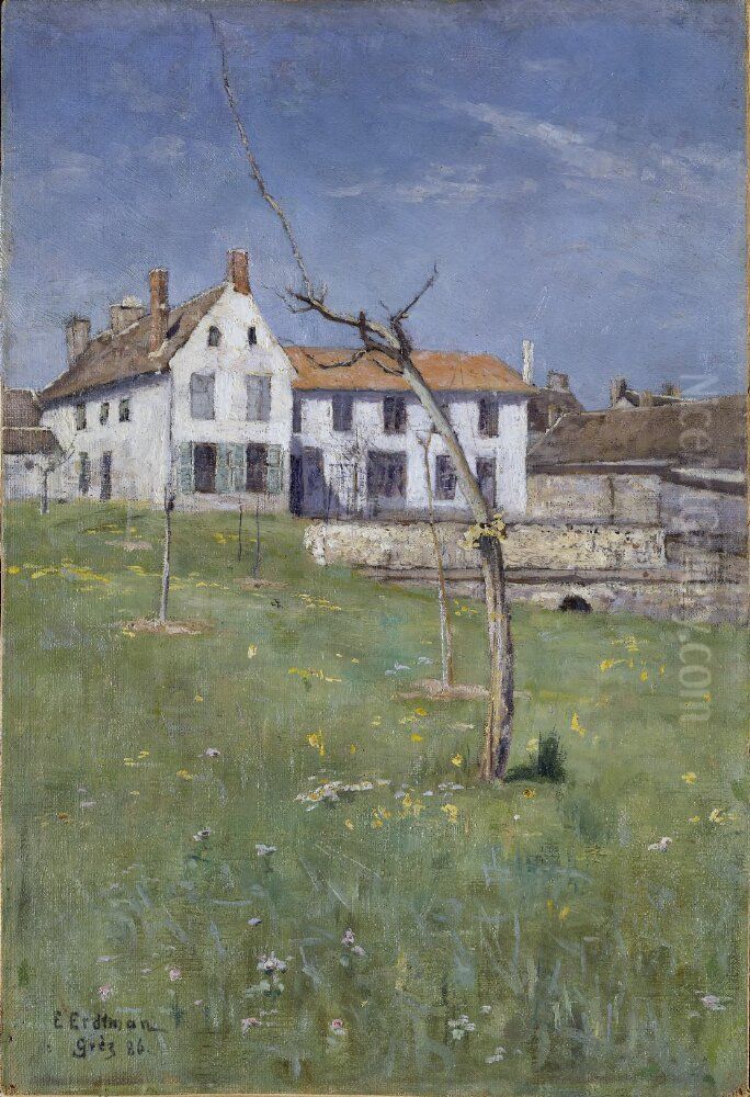 The Laurent Boarding House, Grez-sur-Loing Oil Painting by Elias Erdtman