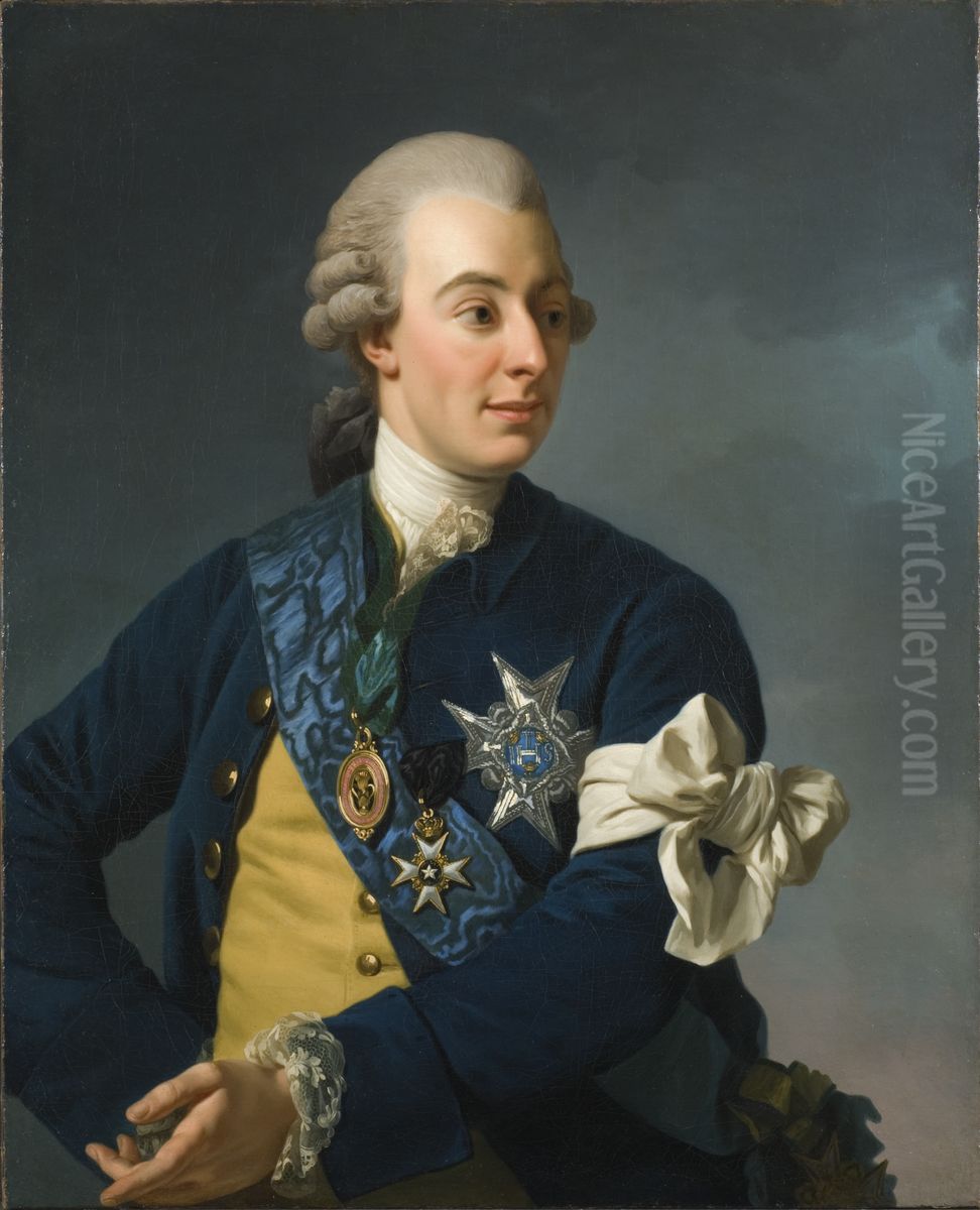 Gustav III with the Armlet of Freedom Oil Painting by Alexander Roslin