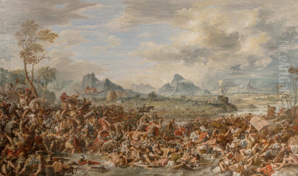 Crotoniensernas seger over sybariterna Oil Painting by Louis Jean Desprez