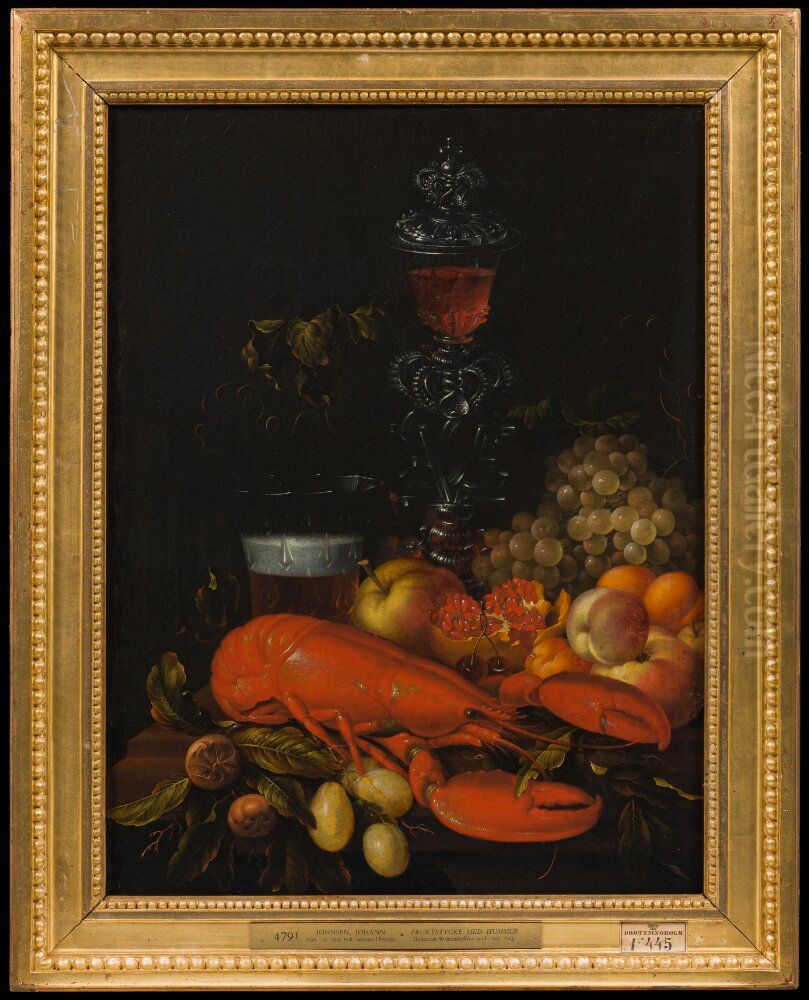 Still Life with Monogramed Cup Oil Painting by Johan Johnsen