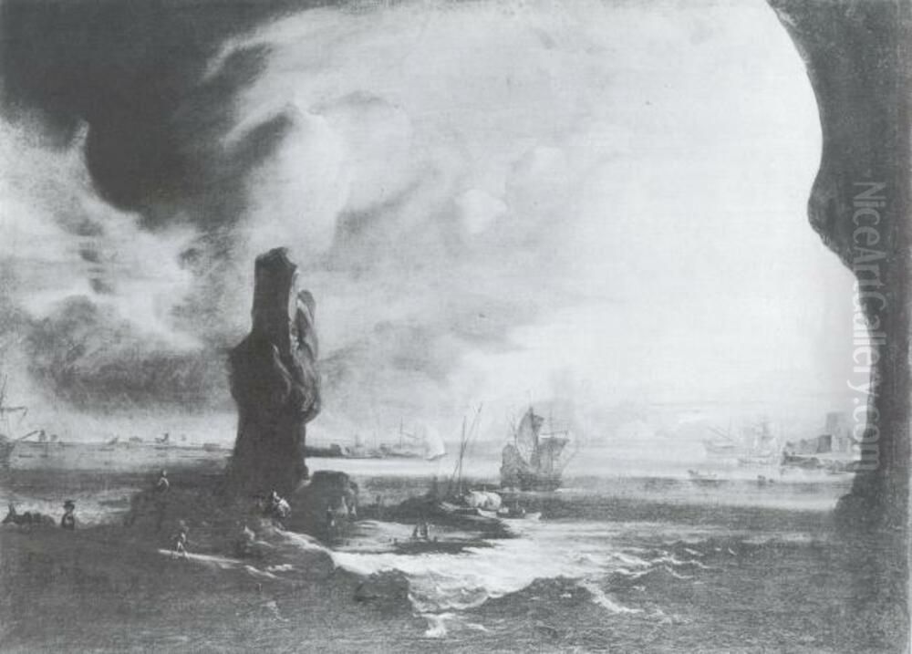 Krigsskepp i storm Oil Painting by Pieter Mulier