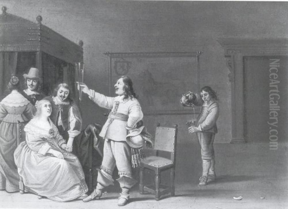 Glatt sallskap Oil Painting by Anthonie Palamedesz.