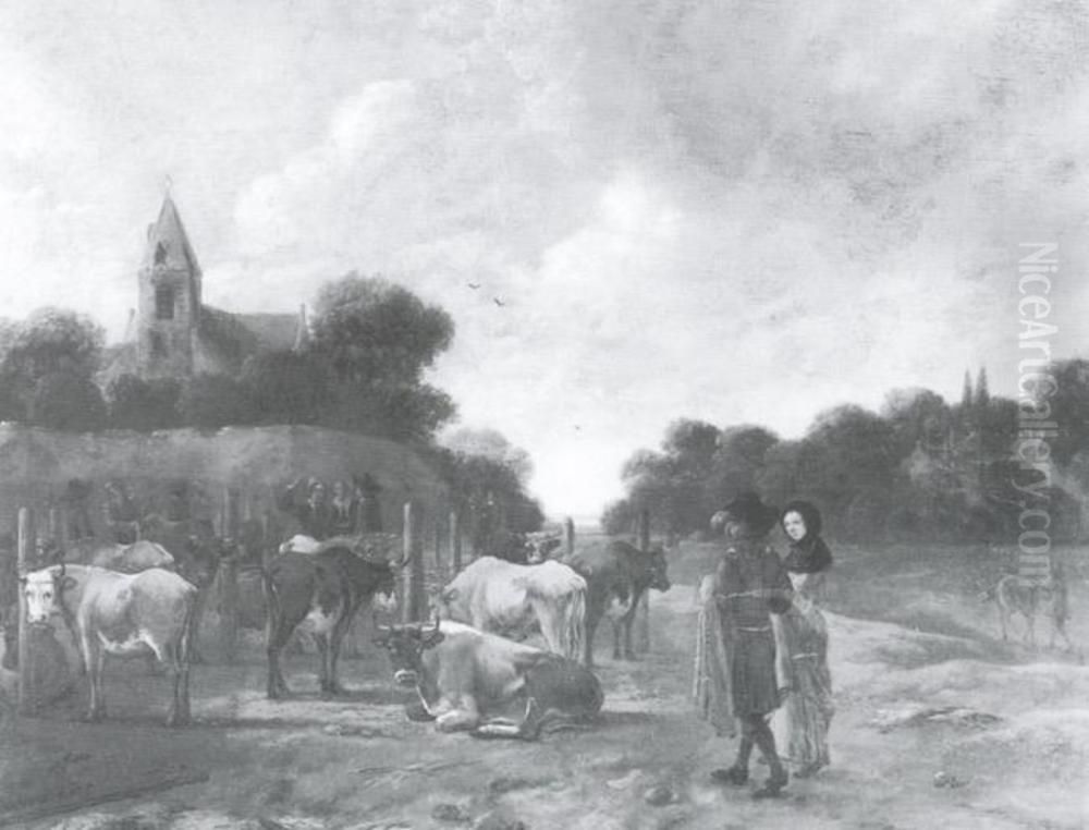 Cattle Market Oil Painting by Paulus Potter