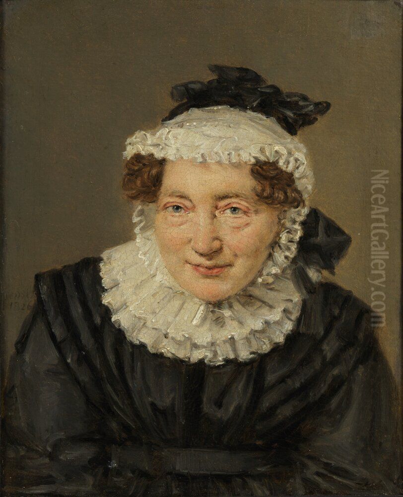 Professorskan Elisabeth Christine Sophie Horrebow, f. Manthey Oil Painting by Christian Albrecht Jensen