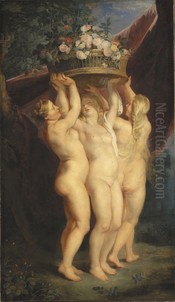 De tre gracerna Oil Painting by (studio of) Rubens, Peter Paul