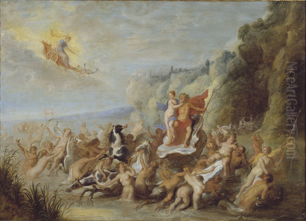 Neptunus och Amfitrite Oil Painting by Abraham van Diepenbeeck