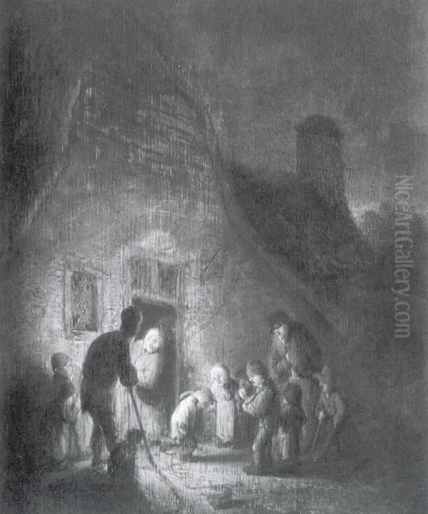 Sallskap vid bondstuga Oil Painting by Adriaen van Ostade