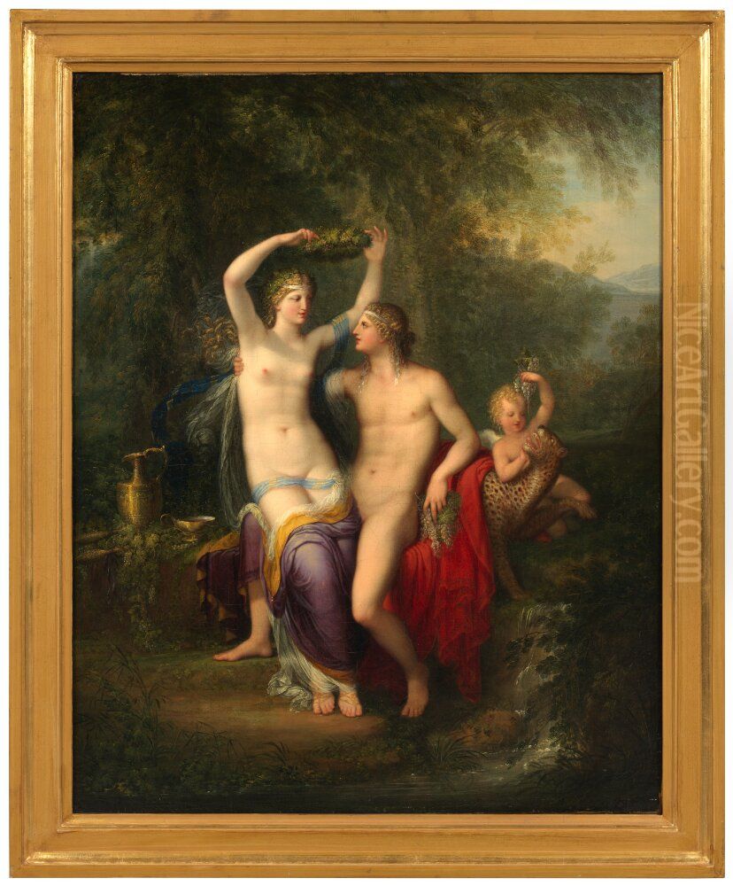 Dionysos (Bacchus) and Ariadne Oil Painting by Jonas Akerstrom