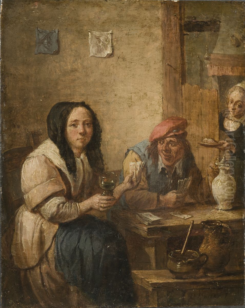 The Card Game Oil Painting by David Teniers the Younger