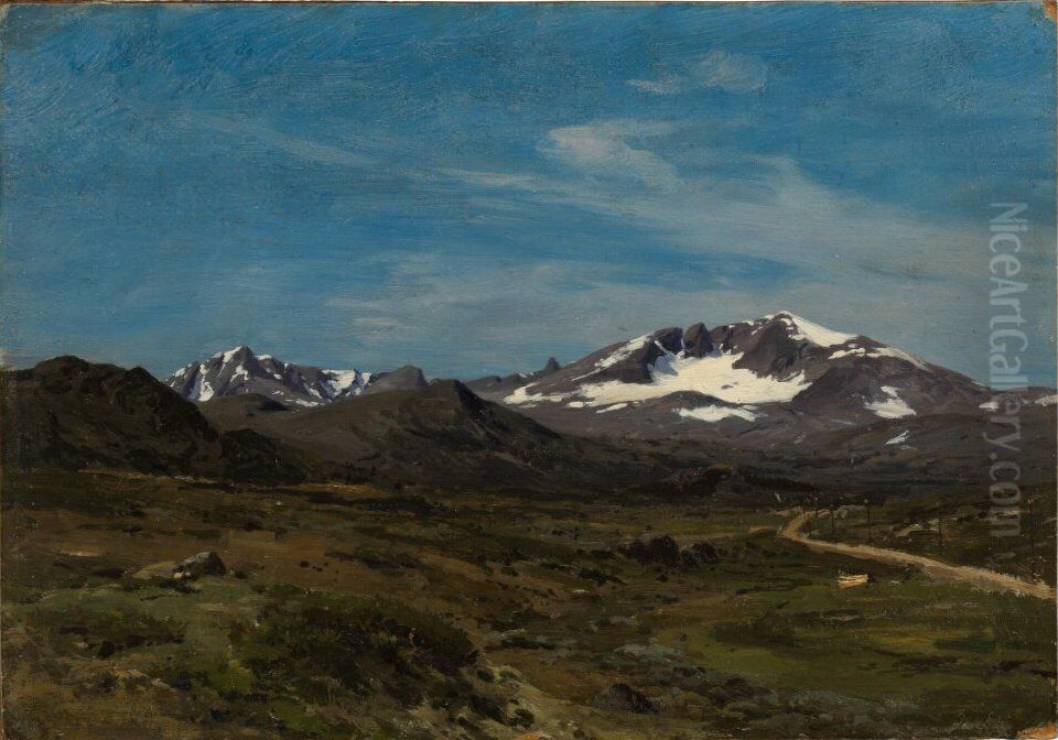 Hogfjallsplatan pa Dovre Oil Painting by Hans Gude