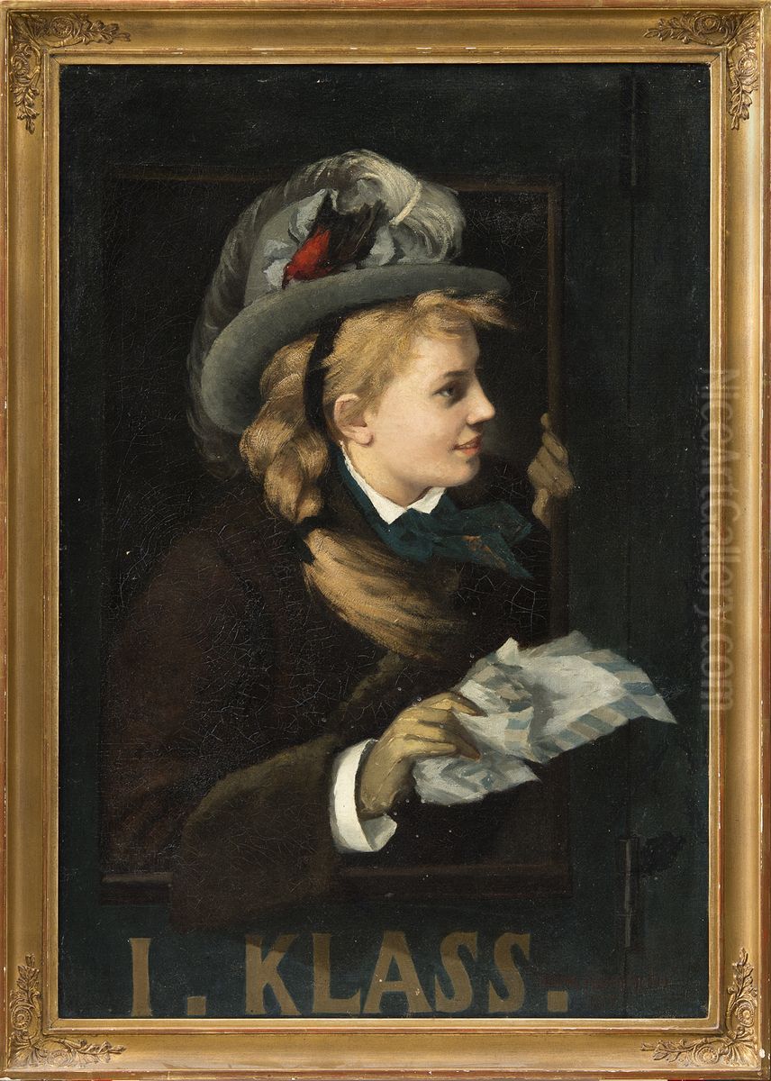 Kvinna i ett tagfonster Oil Painting by Anna Nordgren