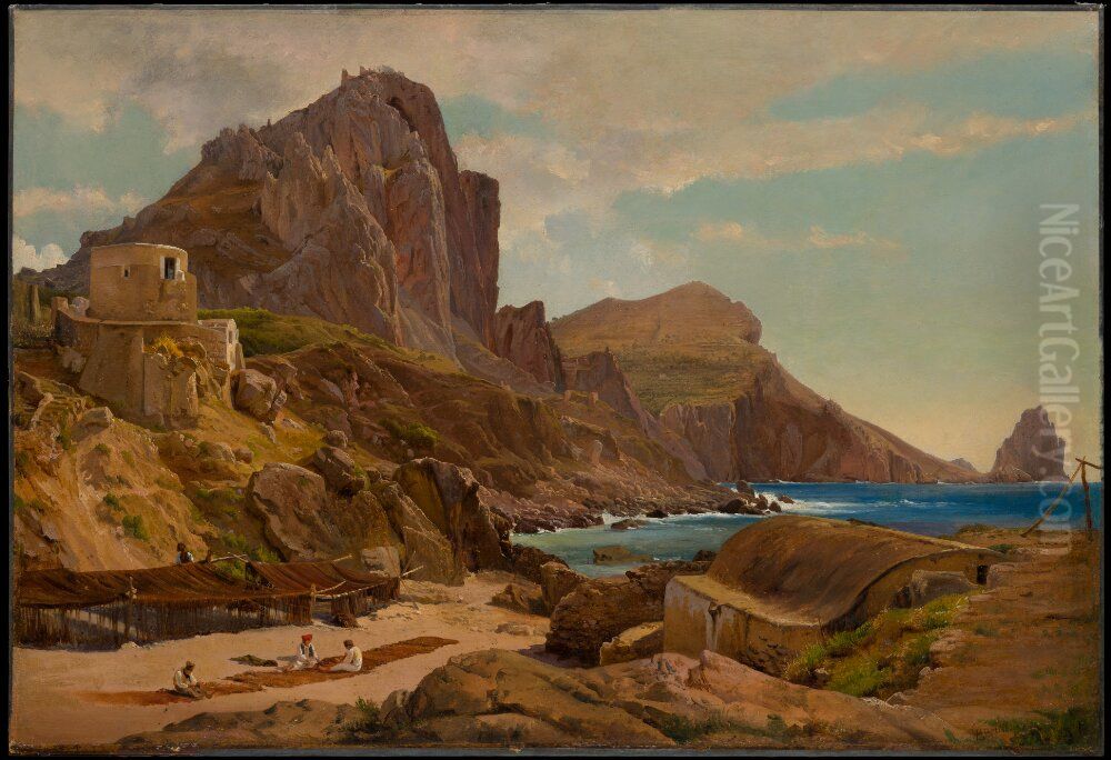 Marina Piccola, Capri Oil Painting by Louis Gurlitt