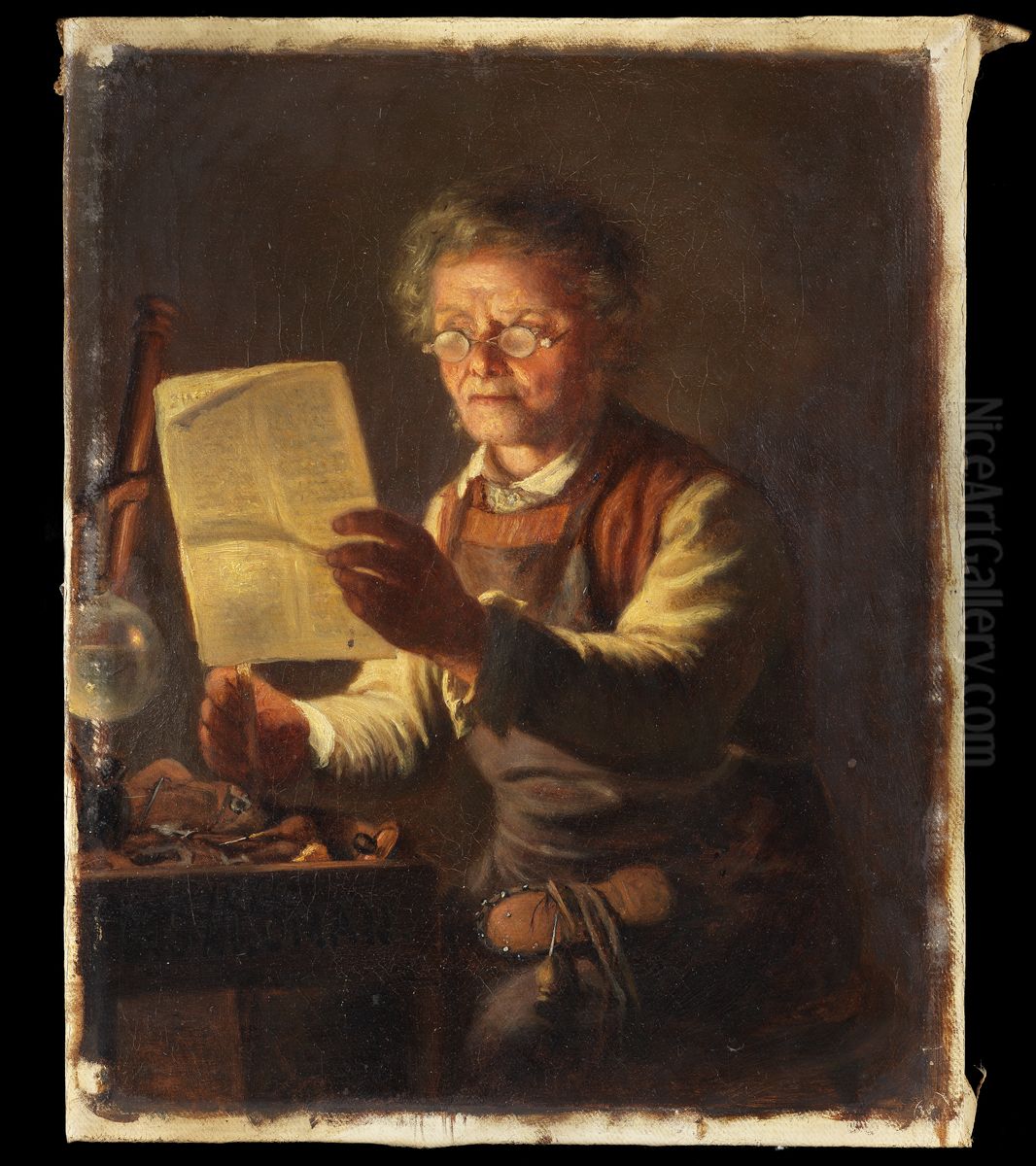 Den politiske skomakaren Oil Painting by Geskel Saloman