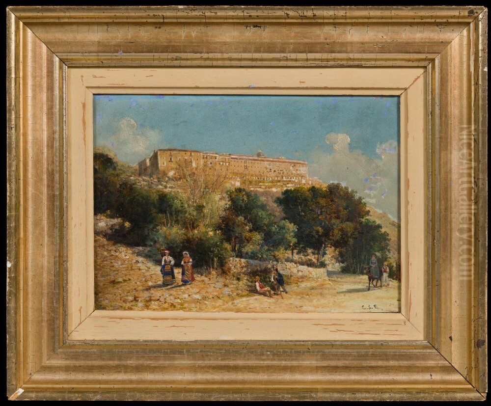 The Monte Casino Monastery Oil Painting by Carl Stefan Bennet