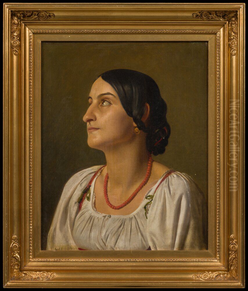 Woman from Sora. Study for altar board in Valby Church Oil Painting by Constantin Hansen