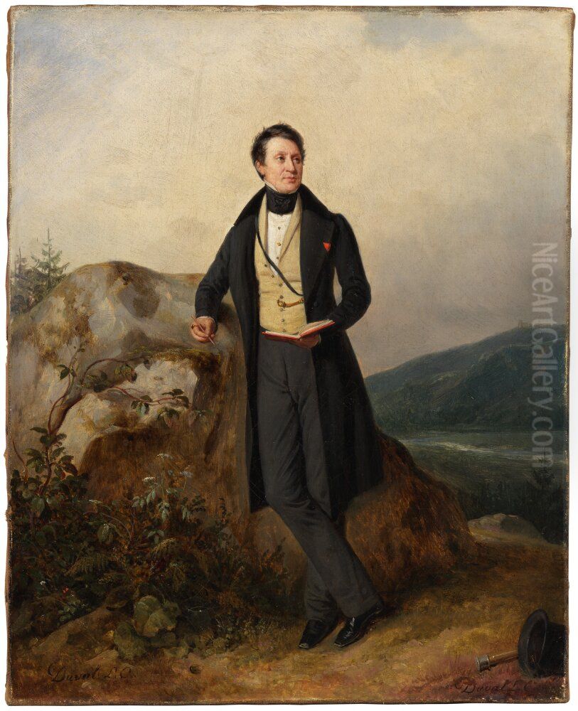 Portrait of an Unknown Man in a Landscape Oil Painting by Pierre Duval Le Camus