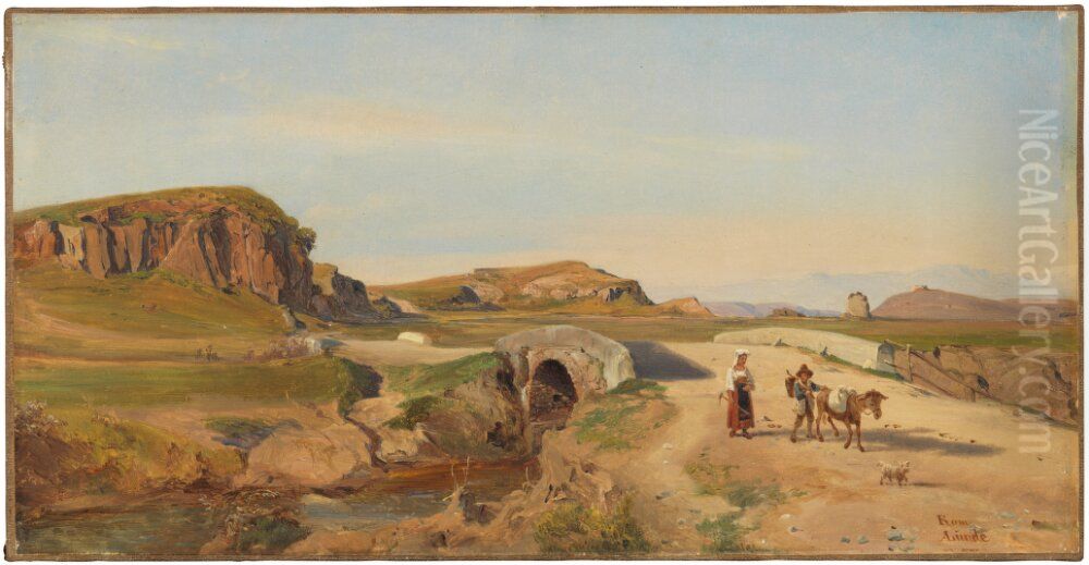 Landscape at Acqua Acetosa Oil Painting by Anders Christian Lunde