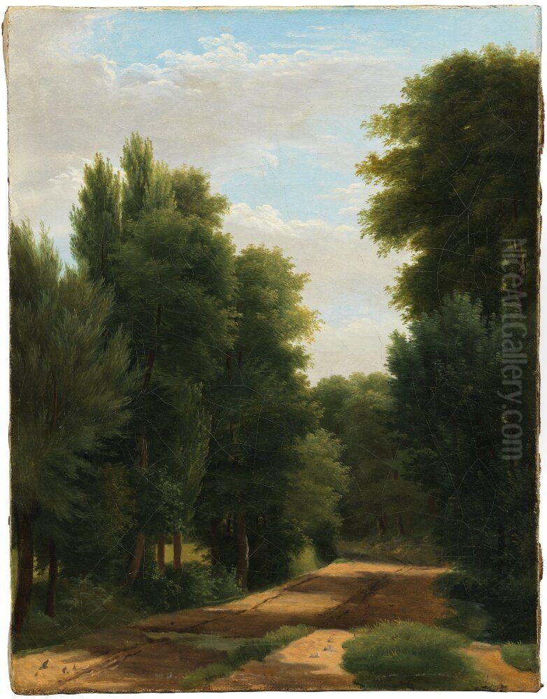 View of a Garden. Study Oil Painting by Jean-Victor Bertin