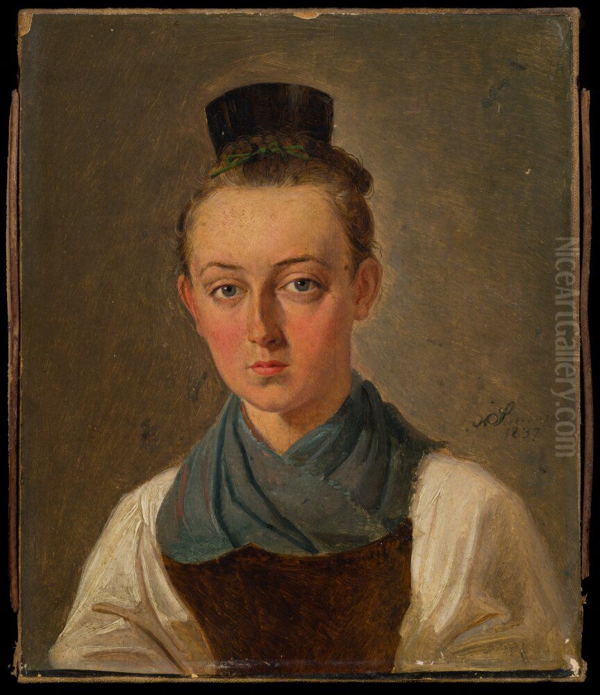 Bavarian Woman, Study Oil Painting by Niels Simonsen