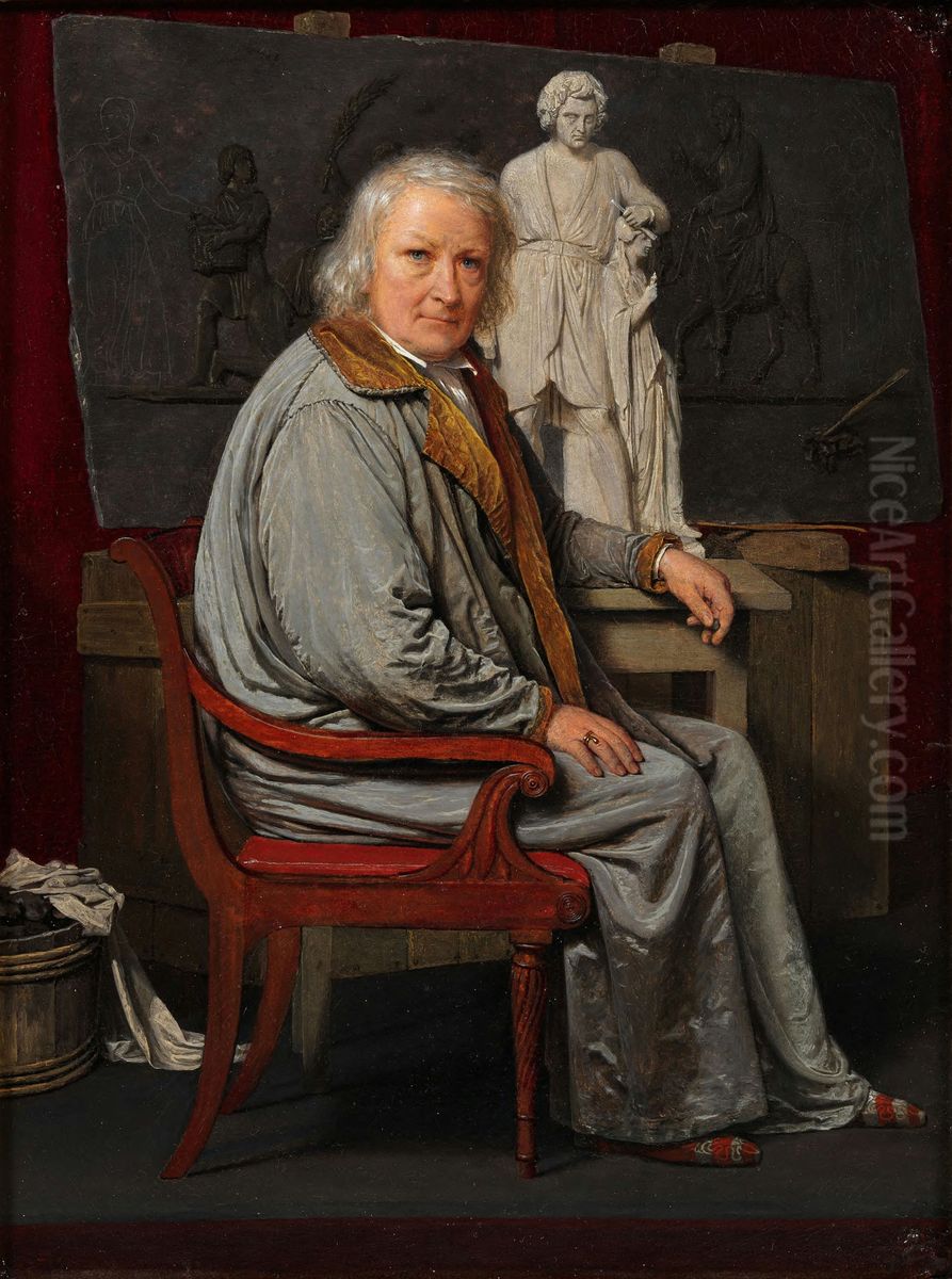 Bertel Thorvaldsen in his Studio Oil Painting by Johan Vilhelm Gertner